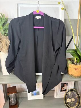 Atmosphere Black Open-Front Waterfall Cardigan